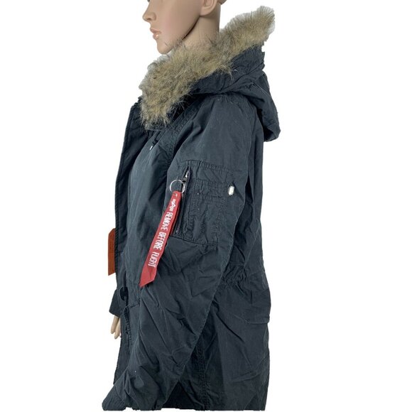Alpha Industries Womens J-4 Fishtail Puffer Anorak Jacket Black Small Regular - Picture 6 of 9